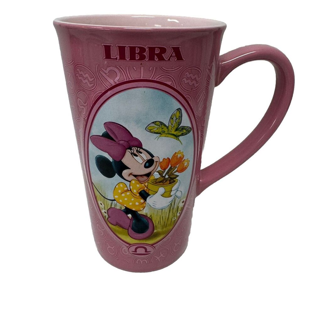 Disney Store Minnie Mouse Pink Libra Zodiac‎ Sign Coffee Cup Mug Tall